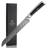 1 x RAW Customer Returns Sunnecko 20cm bread knife with serrated edge - Damascus knife with ergonomic handle, bread roll knife bread cutting knife for bread bagel cake baguette - RRP €60.99