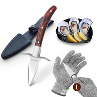 1 x RAW Customer Returns SPEENSUN oyster knife, oyster knife and glove, oyster set with premium wooden handle, stainless steel oyster opener with gloves with protection level 5 L oyster knife - RRP €20.16