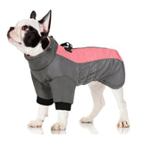 1 x RAW Customer Returns PUZAUKAL Dog Winter Coat Waterproof Dog Jacket with Harness Winter Warm Jacket Reflective Clothes Clothes for Small Medium and Large Dogs, Grey-Pink XXL  - RRP €18.0