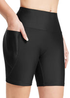 1 x RAW Customer Returns BALEAF Women s Swimming Shorts UPF50 Swimming Trunks Chlorine Resistant Board Shorts High Waist Swimming Trunks Tummy Control Swimming Shorts Swimming Bottoms with Pockets Black S - RRP €25.69