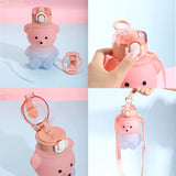 1 x RAW Customer Returns ZRHXG Kawaii Water Bottle, Cute Bear Water Bottles, Large Capacity Drinking Bottle, with Straw and Strap, Portable Leak-Proof BPA-Free Drinking Cup for Women Children 28oz-800ml  - RRP €16.99