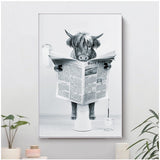 20 x Brand New Bathroom Highland Cattle Decor Wall Art Canvas Poster Animal Black White Wall Art Prints for Nordic Bathroom Home Decor Decoration,No Frame 30cm 40cm 1  - RRP €408.0