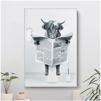 25 x Brand New Bathroom Highland Cattle Decor Wall Art Canvas Poster Animal Black White Wall Art Prints for Nordic Bathroom Home Decor Decoration,No Frame 40cm 60cm 1  - RRP €510.0