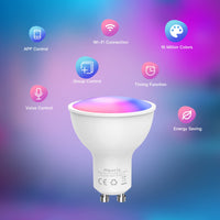 1 x RAW Customer Returns Maxcio Alexa GU10 light bulbs, Smart RGBW LED lamp 5W 50W 500LM, WiFi LED light bulb dimmable, warm white-cold white 2200K-6500K 16 million colors, APP control, compatible with Alexa Google Home - RRP €33.67