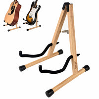 1 x RAW Customer Returns LEKATO Wooden Guitar Stand, Acoustic Guitar Stand, Hardwood Floor, Guitar Bass Stand for Electric Guitar, Bass, Cello, Banjo, Mandolin, Ukulele, Real Wood - RRP €28.99