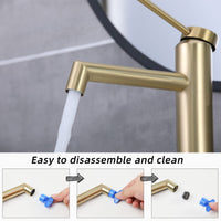 1 x RAW Customer Returns Bathroom Faucet Tall Wash Basin Faucet Single Lever Mixer Tap Bathroom Faucet Wash Basin Bathroom Cold and Hot Water Available,Brushed Gold,SHANFO M4OK-T - RRP €59.99