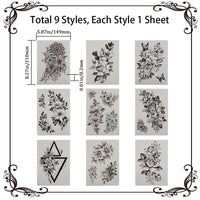 1 x Brand New GORGECRAFT 9Pcs Black Rose Flower Butterfly Temporary Tattoo Stickers Floral Fake Tattoos Body Art Arm Sketch Long Lasting Realistic Waterproof Tattoo Sticker for Women Men Parties - RRP €15.6