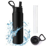 1 x RAW Customer Returns Stainless Steel Drinking Bottle with Straw 700ml 940ml Insulated Water Bottle Leakproof Bicycle Drinking Bottle BPA Free Sports Drinking Bottles for Outdoor Camping Hiking Fitness 700ml, Black  - RRP €20.16