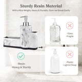 1 x RAW Customer Returns zccz soap dispenser, soap dispenser for the kitchen, hand soap dispenser for the bathroom, soap dispenser for the kitchen in marble look with sponge holder and brush holder, white marble look - RRP €18.99