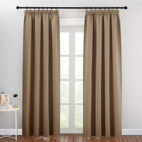 1 x RAW Customer Returns PONY DANCE Bedroom curtains and curtains with ruffle tape, opaque thermal curtain against cold, blackout curtains for rails, 2 pieces, H 220 x W 140 cm, Cappuccino - RRP €37.26