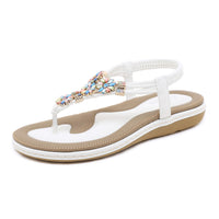 1 x RAW Customer Returns Women s summer sandals, bohemian flip flops, with rhinestones, size 36-42, White 197, 39 EU - RRP €58.8