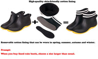 1 x Brand New CELANDA women s short rubber boots men s rain boots non-slip garden shoes outdoor waterproof shoes ankle boots Chelsea boots black yellow lined size 36 EU sole size 37  - RRP €34.99