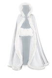 1 x RAW Customer Returns BEAUTELICATE Cloak Women Hooded Cape Wedding Bridal Winter With Fur Trim Full Length Multiple Colors FREE Hand MUFF - RRP €75.98