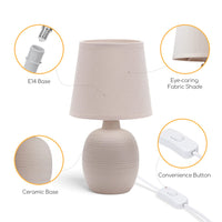 2 x RAW Customer Returns Table lamp ceramic table lamp lamp for bedside table side table bedside lamp fabric shade E14 vintage retro - RRP €40.32