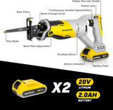 1 x RAW Customer Returns ENVENTOR 20V cordless reciprocating saw, reciprocating saw with 2x2000mAh batteries, line length 22mm, variable speed from 0-3000 RPM, 5 saw blades, cutting capacity 115mm wood , 10mm aluminum , quick charger - RRP €91.52