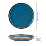 1 x RAW Customer Returns CSYY set of 2 pasta plates ceramic, dinner plate or breakfast plate, round dinner plate made of high-quality porcelain 21.5 cm blue  - RRP €29.75