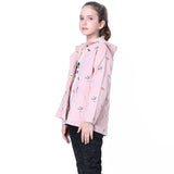 1 x RAW Customer Returns SXSHUN girls transitional jacket, windbreaker with hood and floral embroidery, trench coat, hooded coat, wind coat, spring jacket, spring autumn coat, pink, 116 label size 120  - RRP €27.38