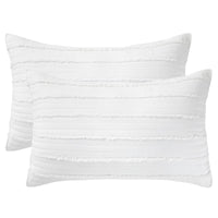 4 x Brand New Aruiliya pillowcase 40x60 cm set of 2, soft, comfortable and breathable pillowcase, envelope closure, standard size pillowcases made of microfiber with striped texture, easy to clean, white - RRP €81.6