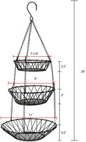 1 x RAW Customer Returns WUWEOT Hanging Fruit Basket with 3 Levels Made of Robust Wire 68cm Fruit Basket for Hanging Fruit Hanging Basket with Longer Individually Adjustable for Hanging and Storage for Fruit Vegetables Black - RRP €19.15