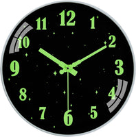 1 x RAW Customer Returns Brmeday Luminous Wall Clock, 30cm 12 inch Wall Clock Without Ticking Noise, Night Light Wall Clocks Vintage Decorative Clock Wall for Living Room, Bedroom, Kitchen Clock, Battery Operated, Stars - RRP €28.25