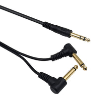 1 x RAW Customer Returns Duttek Guitar Y Cable 1.5m Gold Plated 6.35mm 1 4 TRS Stereo to Dual 2 x 6.35mm 1 4 Male TS Mono 90 Degree Right Angle Y Splitter Audio Cable 635m 2MR  - RRP €26.4