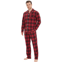 1 x RAW Customer Returns Mnamo Men s Check Pajamas Long Sleeve Red Black Soft 2 Piece Pajamas Red and Black M - RRP €29.99