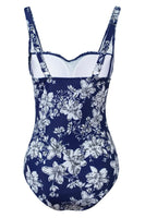 3 x Brand New Aidotop Women s One-Piece Swimsuit Ruched Flat Stomach Effect Halter Adjustable Elegant Sports Monokini M, Blue White Flower  - RRP €69.72