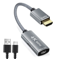 1 x RAW Customer Returns HDMI male to USB-C female with Type-C cable, HDMI input to USB Type C 3.1 output converter, 4K 60 Hz Thunderbolt 3 adapter for MacBook Pro, Mac Air, Microsoft Surface 5, Xreal Air adapter - RRP €29.29