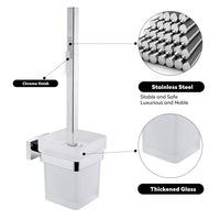 1 x RAW Customer Returns CASEWIND toilet brush glass square toilet brush chrome wall, WC set toilet brush holder stainless steel wall mounting with drilling wall bracket - RRP €38.99