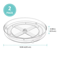 1 x RAW Customer Returns Puricon Pack of 2 rotating plate Lazy Susan kitchen organiser, turntable for refrigerator turntable, transparent rotating tray, rotating roundel storage turntable 23 x 23 cm - RRP €13.99