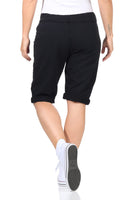 1 x RAW Customer Returns CLEO STYLE short women s Bermuda shorts, light airy trousers for summer, short joggers for leisure and beach 1212 black, 42-46, one size  - RRP €19.15