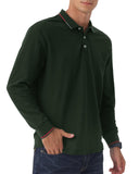 1 x RAW Customer Returns HMIYA men s polo shirt long sleeve, cotton, comfortable polo with casual collar, light long sleeve shirt, dark green, L - RRP €28.99