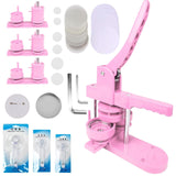 1 x RAW Customer Returns LetCart Button Machine Badge Button Maker DIY Badge Press Machine, DIY Pin Button Maker Machine 25mm 32mm 58mm Button Press with 300pcs Button Parts Pink  - RRP €110.29