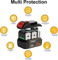 1 x RAW Customer Returns Powarobor DCB184 Lithium-Ion Replacement Battery, 18 V, 5.5 Ah, Compatible with DeWalt DCB182 DCB184-XJ Batteries for all 18 Volt Cordless Machines with Battery Level Indicator - RRP €33.98