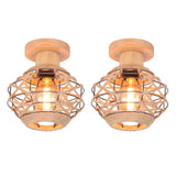 1 x RAW Customer Returns LIGKIN 2 Pieces Ceiling Light Vintage Boho Rattan Lamp Hanging Lamp Wooden E27 Braided Lampshade Ceiling Lamp, 20CM Rustic Industrial Ceiling Lights for Bedroom Kindergarten Hallway Corridor - RRP €33.26