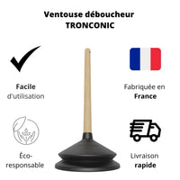 1 x RAW Customer Returns Tronconic - 80 KG suction - Unblocker suction cup for Bathroom and WC - Professional pipe unblocker - Toilet suction cup - Sink unblocker - Made in France - RRP €46.07