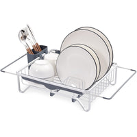 1 x RAW Customer Returns APEXCHASER dish drainer, foldable dish drainer, aluminum dish drainer for placing over the sink with removable cutlery holder, kitchen organizer, dish rack for the kitchen - RRP €35.65