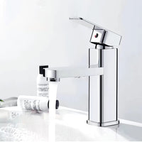 1 x RAW Customer Returns SOLVEX bathroom faucet, square single lever mixer washbasin, bathroom faucet, bathroom faucet high spout, bathroom fitting washbasin, mixer tap for washbasin, stainless steel chrome-plated, SP-10041 - RRP €31.25