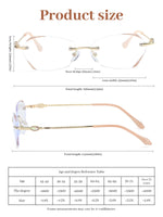 1 x RAW Customer Returns LUFF Women Rimless Reading Glasses,Fashion Diamond Cut Edge Metal Frameless Blue Light Computer Readers,Anti-eyetrain - RRP €24.0