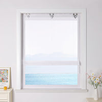 1 x RAW Customer Returns ESLIR Roman blind without drilling, Roman blinds with U-hooks, eyelet blinds, voile curtains, transparent curtains, modern, 1 piece, white, W x H 100 x 130 cm, 1 piece - RRP €27.22