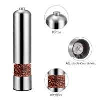 4 x Brand New Salter Electric Salt and Pepper Mill Mill Set Spice Mill HOMGEN 2 Pieces Electric Pepper Mill Salt Mill with Ceramic Grinder Adjustable Made of Stainless Steel with 2 Nylon Brushes for Cleaning - RRP €76.52