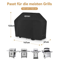 1 x RAW Customer Returns Zpose Grill Cover Weatherproof Grill Cover, 600D Oxford Fabric Gas Grill Cover with Side Straps, Waterproof Grill Hood Protective Cover UV Tear-Resistant BBQ Cover, Universal 147x61x122cm Black - RRP €23.86