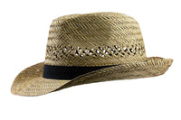 1 x RAW Customer Returns Black Jungle Varadero Straw Hat Natural Summer Hat Straw Hats Havana Hat Unisex Bogart Fedora Hat 55  - RRP €19.1