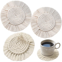 1 x Brand New MEZHEN Boho Coasters Round Coasters Drinks Bar Coasters Weaving Glasses for Drinks Coffee Tea Coasters Placemats Coaster Reusable - RRP €14.11