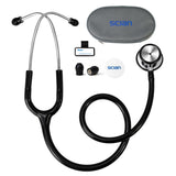 1 x RAW Customer Returns SCIAN Double Head Stethoscope, Classic Stainless Steel Two Head Stethoscope Kit with Free Accessories and Carrying Case for Doctors, Nurses, Children, Adults, Black Tube - RRP €21.17