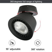 1 x RAW Customer Returns Budbuddy 12W LED ceiling spotlight dimmable ceiling spotlight round surface-mounted light modern 360 rotatable ceiling light black surface-mounted spot ceiling spots lamp socket ES111 - RRP €56.4