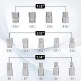 1 x RAW Customer Returns CCLIFE 14-piece Torx nut set E profile sockets socket wrench set external Torx E4-E24 1 4 3 8 1 2 inch socket wrench inserts - RRP €18.17