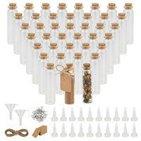 1 x RAW Customer Returns Glass Bottle Set, 40pcs 20ml Mini Bottles with Corks, Small Glass Bottle for Wedding with 10m Jute Ribbon, 40 Eyebolts, 50 Paper Labels - RRP €26.55