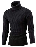 1 x RAW Customer Returns AIDEAONE Men s Turtleneck Knitted Jumper Stand-Up Collar Pullover Sweater Warm Basic Fine Knit Turtleneck Jumper Black - RRP €32.94