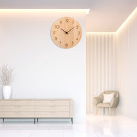 1 x RAW Customer Returns ACCSHINE Wall Clock Wooden Oak Wall Clock Without Ticking Noise Silent 30cm Quartz Large Wall Clock Wall Clock Easy to Read for Room Home Kitchen Bedroom Office School Wood Color - Arrow Pointer  - RRP €26.99